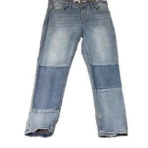 BONGO Skinny Crop Two Tone Light Wash Blue Jeans Sz 14